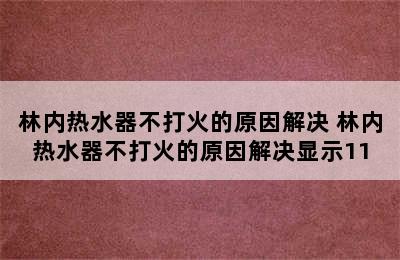 林内热水器不打火的原因解决 林内热水器不打火的原因解决显示11